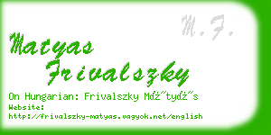 matyas frivalszky business card